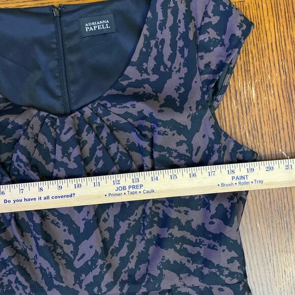 Adrianna Papell M Zebra Animal Print Brown Sleeveless Classic Pleated chest GUC - Picture 4 of 12